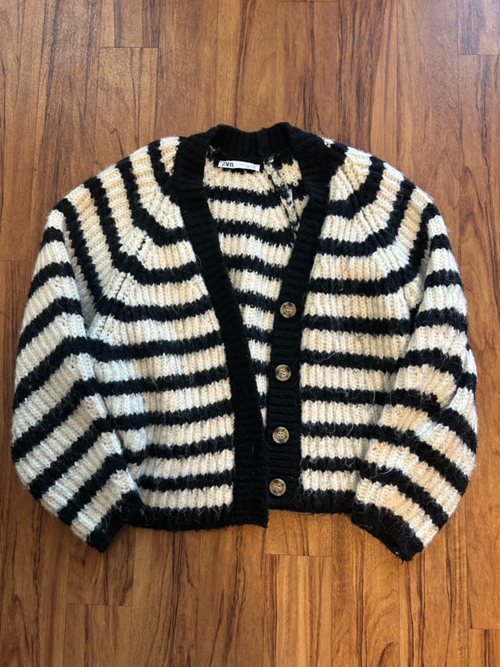 Zara Striped Oversized Knit Cardigan